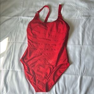Chic Red Swimsuit with Strap Detail